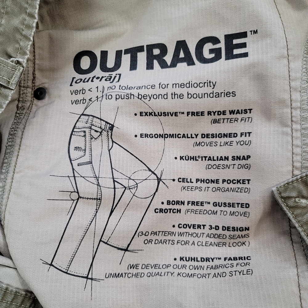 Kuhl Pants Mens 34x32 Brown Outrage Hiking Outdoor Free Ryde Waist - Picture 8 of 10